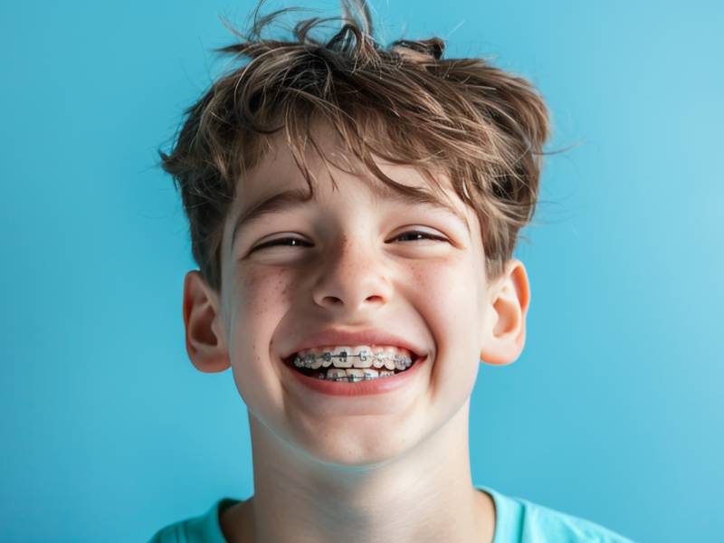 Teen boy with braces