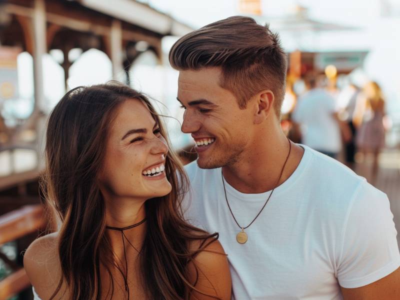 Couple smiling at each other