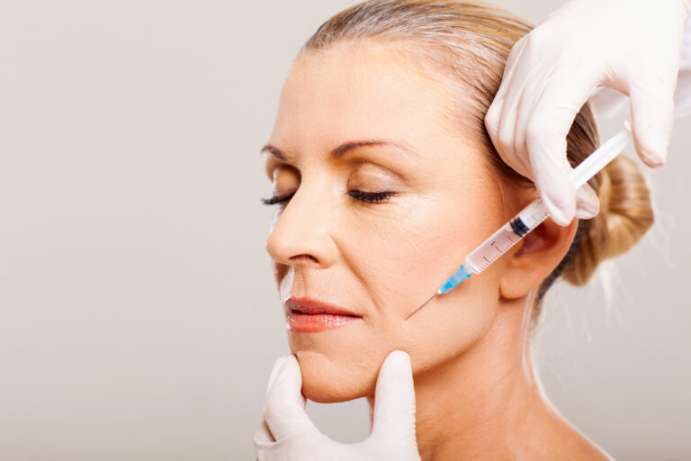 senior woman face lifting